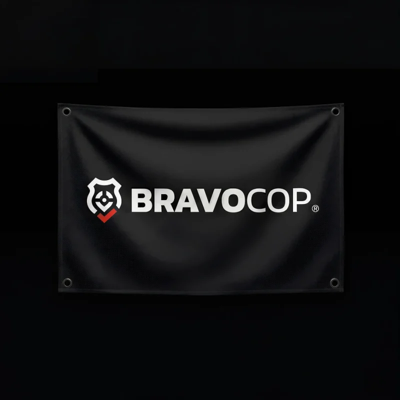 Bandeira aberta flutuando - Bandeira Preta - Logo BravoCop