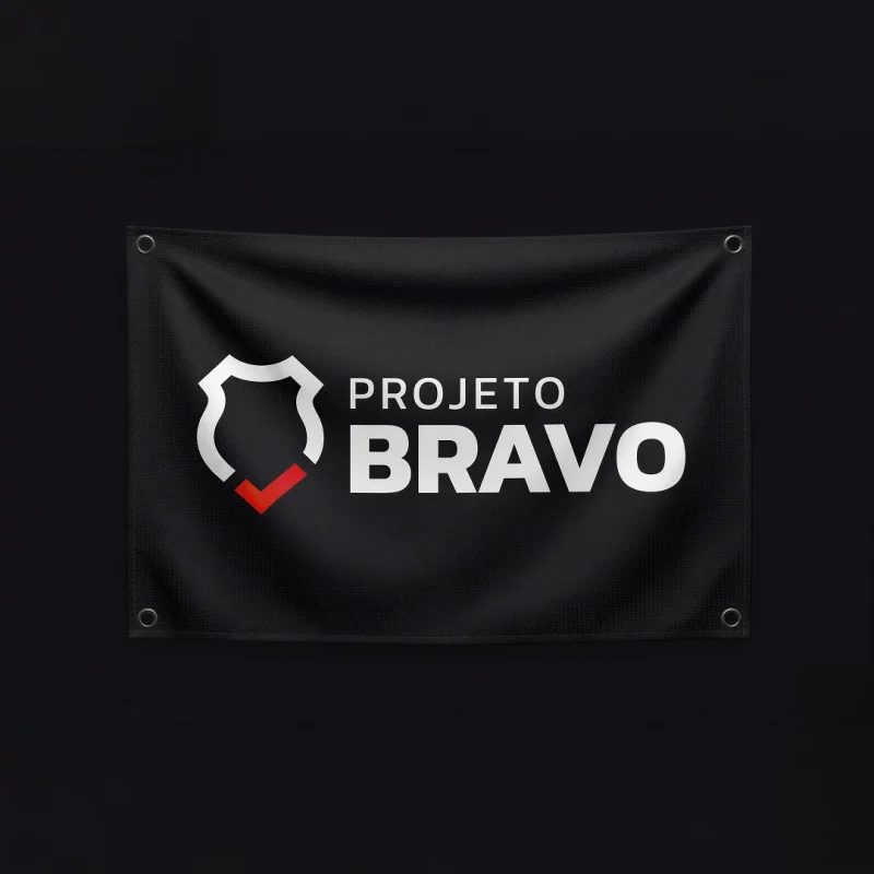 Bandeira aberta flutuando - Bandeira Preta - Logo Projeto Bravo