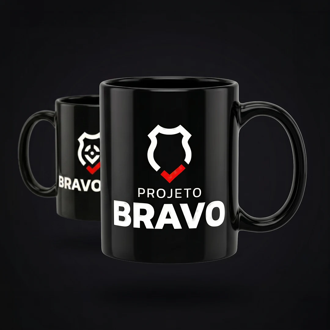 Frente e verso flutuando - Caneca de Cerâmica Preto Brilhante - Duo Logo Frente e verso flutuando - Caneca de Cerâmica Preto Brilhante - Duo Logo