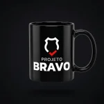 PB Flutuando - Caneca de Cerâmica Preto Brilhante - Duo Logo