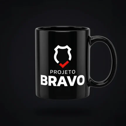 PB Flutuando - Caneca de Cerâmica Preto Brilhante - Duo Logo
