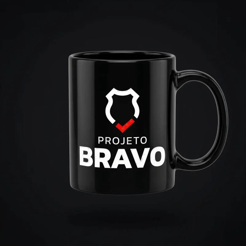 PB Flutuando - Caneca de Cerâmica Preto Brilhante - Duo Logo